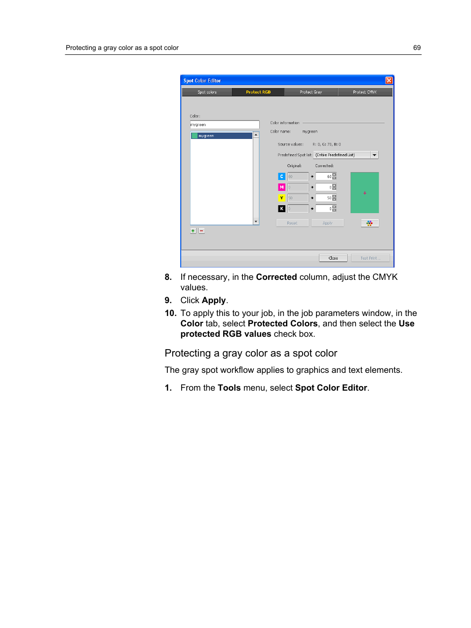 Protecting a gray color as a spot color | Konica Minolta bizhub PRESS C7000 User Manual | Page 79 / 218