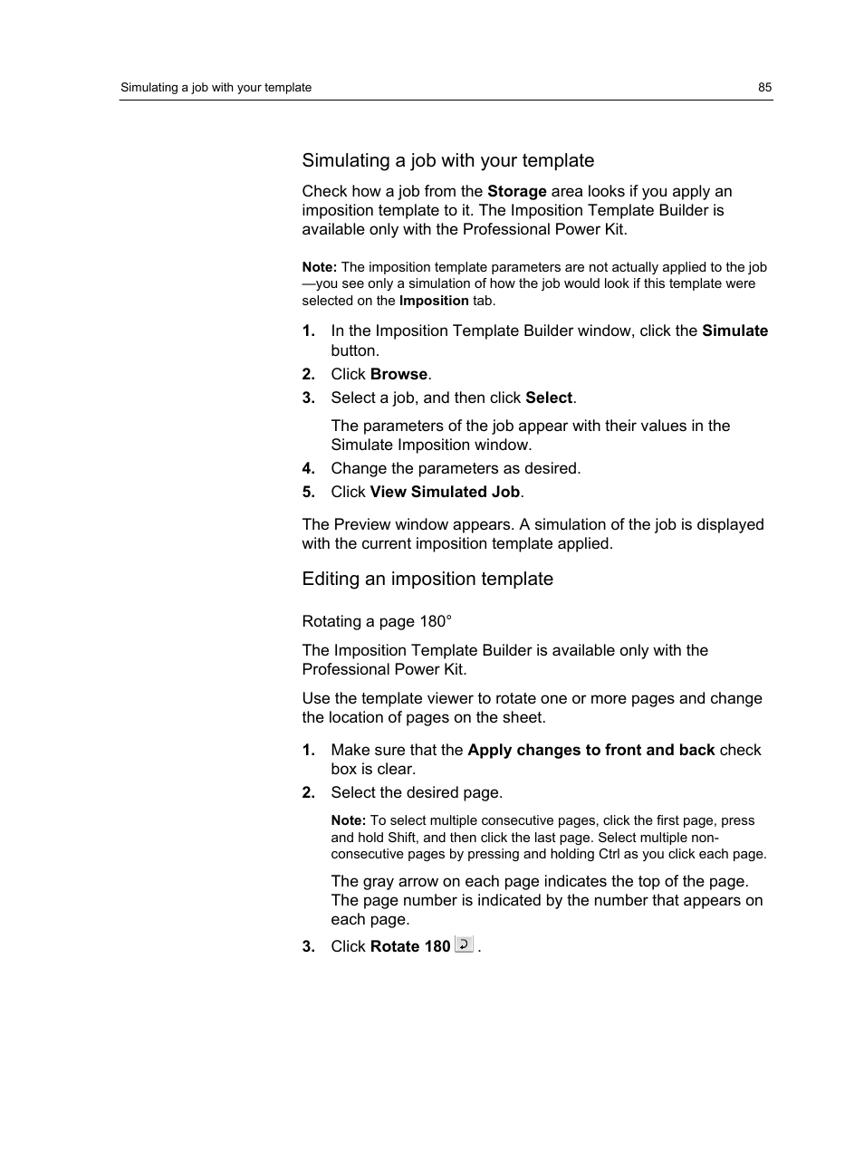 Simulating a job with your template, Editing an imposition template | Konica Minolta bizhub PRESS C7000 User Manual | Page 95 / 218