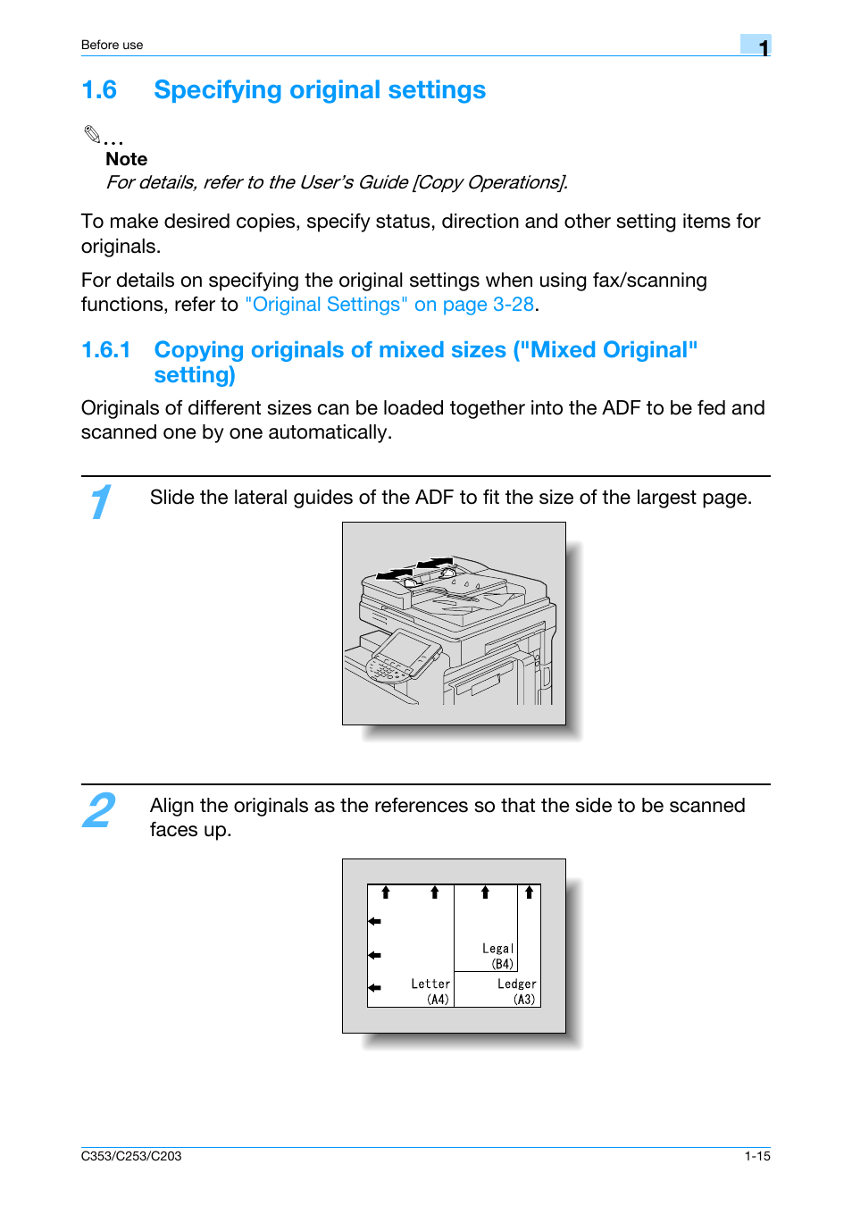 6 specifying original settings, 6 specifying original settings -15 | Konica Minolta bizhub C353 User Manual | Page 21 / 115