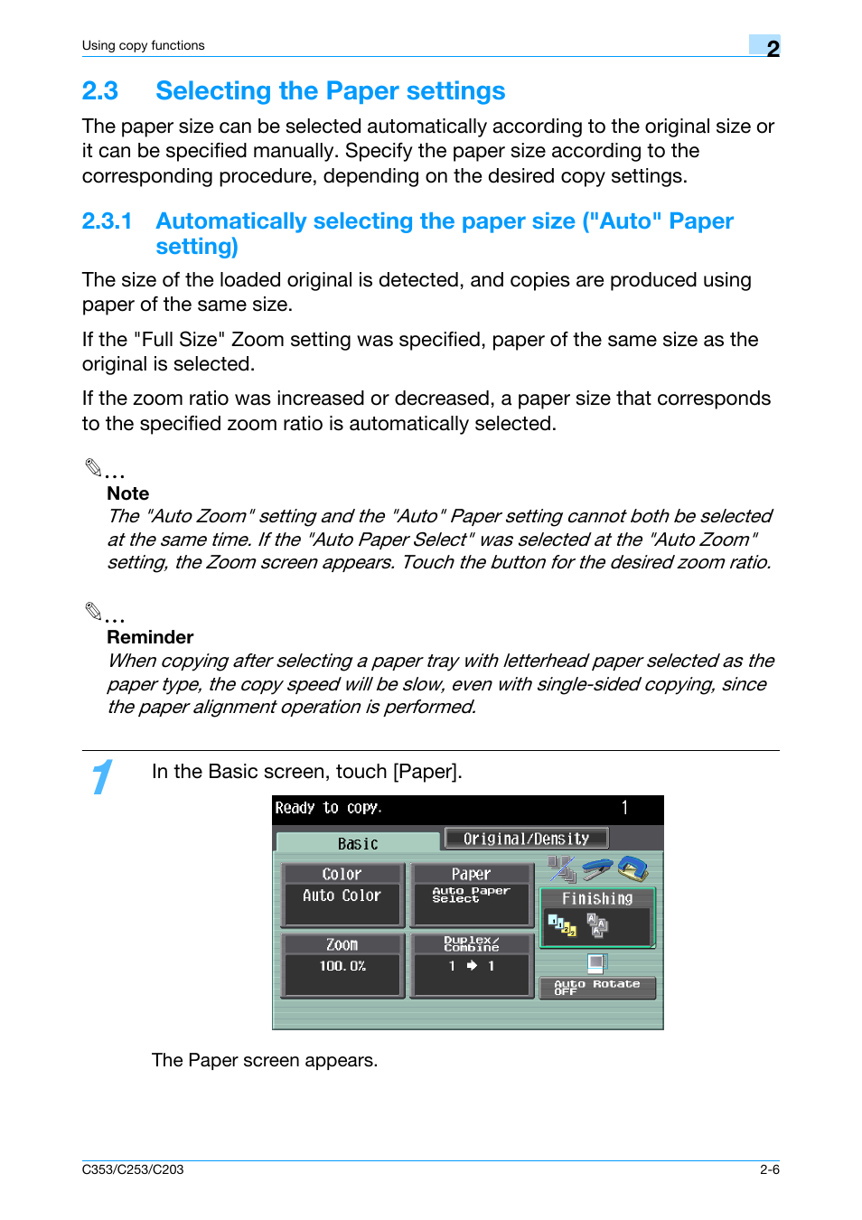 3 selecting the paper settings, 3 selecting the paper settings -6, E paper settings, refer to | Konica Minolta bizhub C353 User Manual | Page 35 / 115