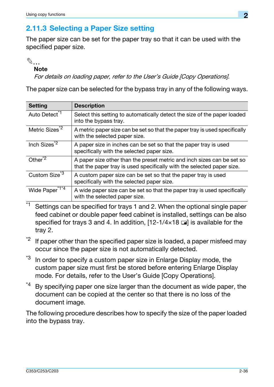 3 selecting a paper size setting, 3selecting a paper size setting -36 | Konica Minolta bizhub C353 User Manual | Page 65 / 115