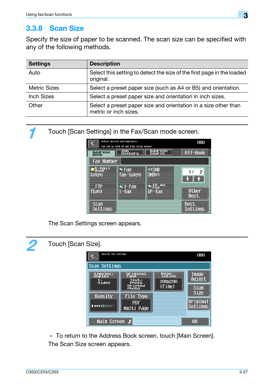 8 scan size, 8 scan size -27 | Konica Minolta bizhub C353 User Manual | Page 99 / 115