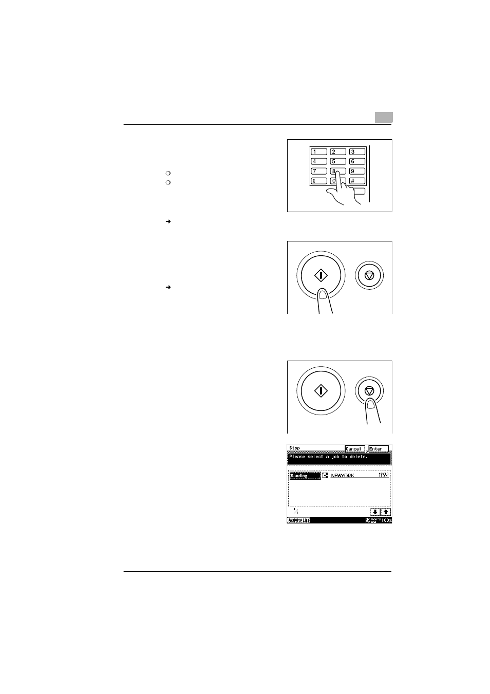 Stop / delete copying process, Stop / delete copying process -3 | Konica Minolta Di351f User Manual | Page 17 / 62