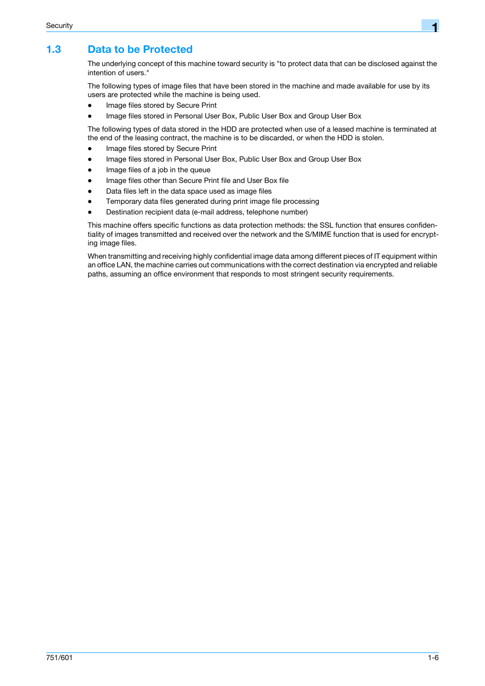 3 data to be protected, Data to be protected -6 | Konica Minolta bizhub 751 User Manual | Page 11 / 199