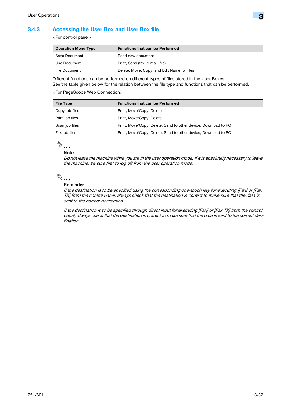 3 accessing the user box and user box file, Accessing the user box and user box file -32 | Konica Minolta bizhub 751 User Manual | Page 158 / 199