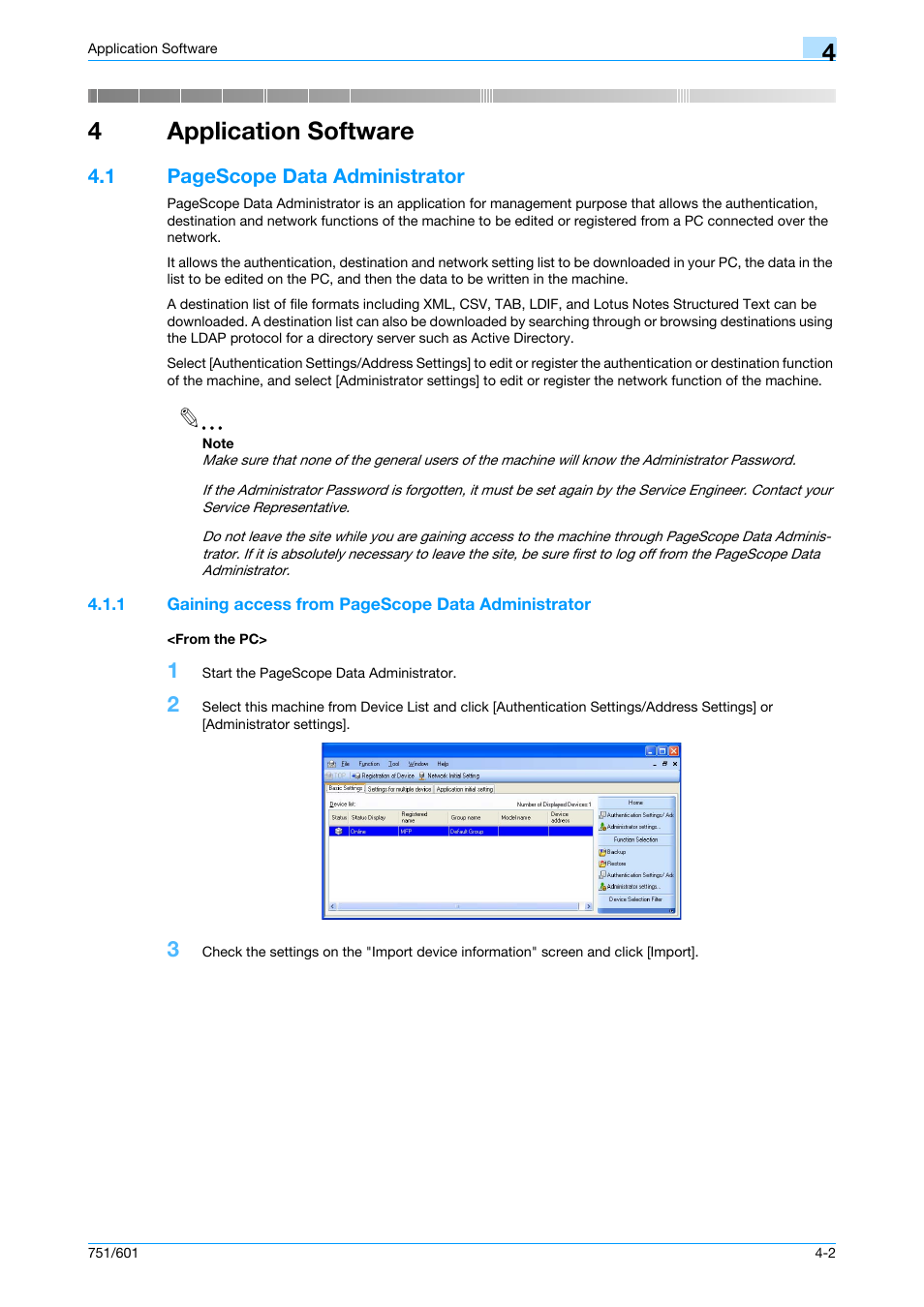 4 application software, From the pc, Application software | 4application software | Konica Minolta bizhub 751 User Manual | Page 169 / 199