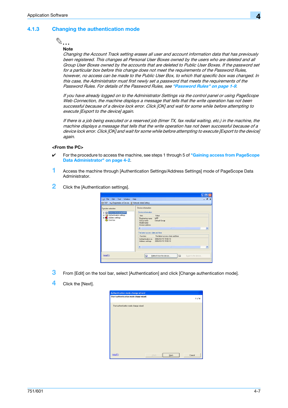 3 changing the authentication mode, From the pc | Konica Minolta bizhub 751 User Manual | Page 174 / 199