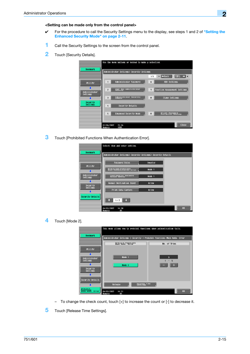 Setting can be made only from the control panel | Konica Minolta bizhub 751 User Manual | Page 31 / 199