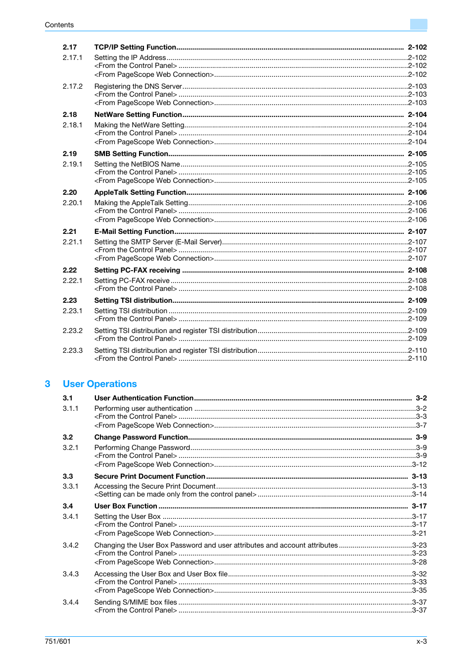 3user operations | Konica Minolta bizhub 751 User Manual | Page 4 / 199