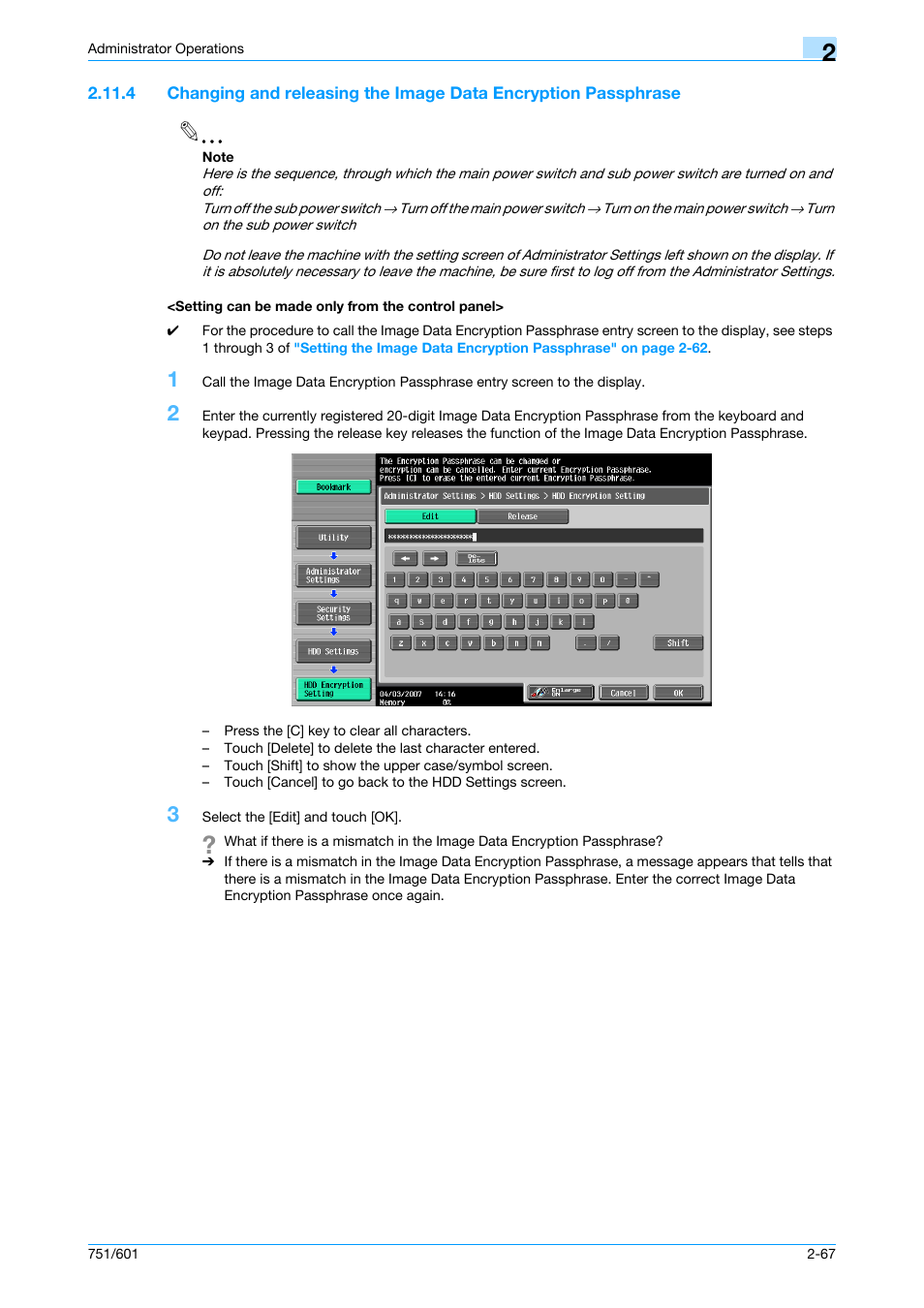 Setting can be made only from the control panel, Changing and releasing the image data | Konica Minolta bizhub 751 User Manual | Page 83 / 199