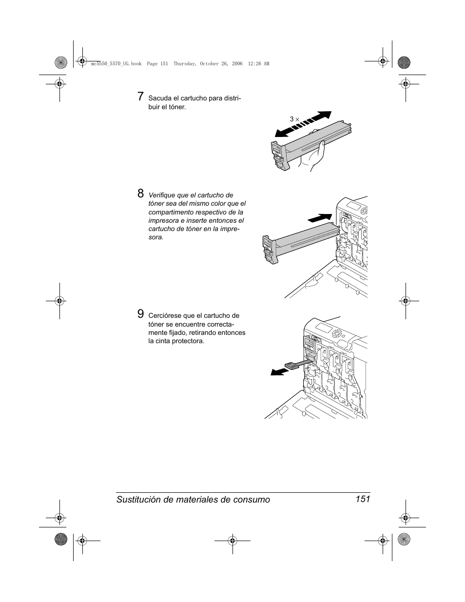 Sustitución de materiales de consumo 151 | Konica Minolta magicolor 5550 User Manual | Page 165 / 304