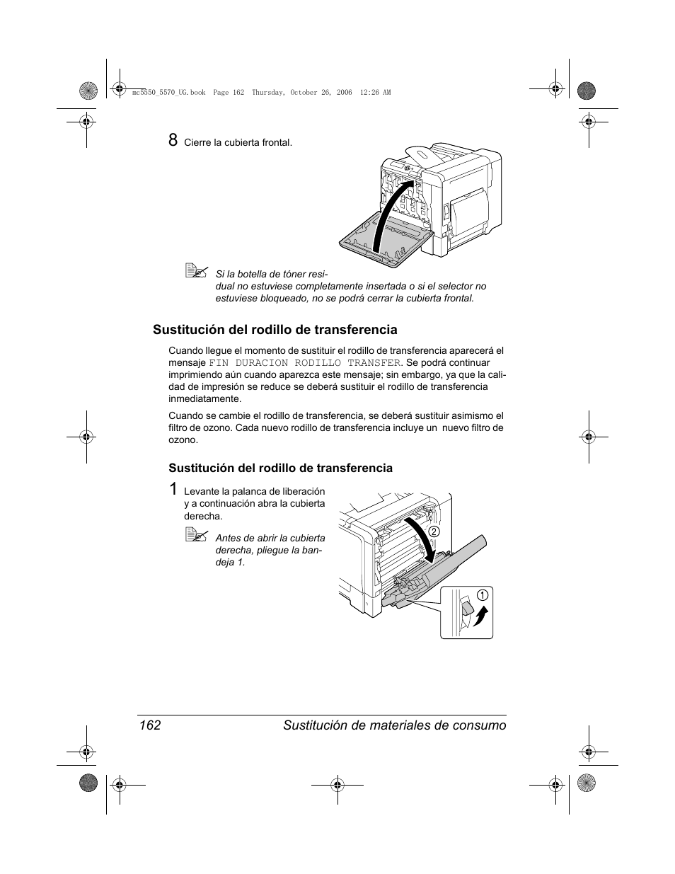 Sustitución del rodillo de transferencia, Sustitución del rodillo de transferencia 162 | Konica Minolta magicolor 5550 User Manual | Page 176 / 304