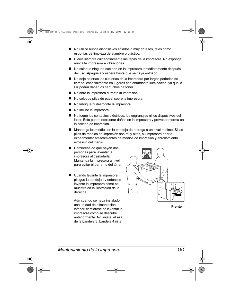 Mantenimiento de la impresora 181 | Konica Minolta magicolor 5550 User Manual | Page 195 / 304