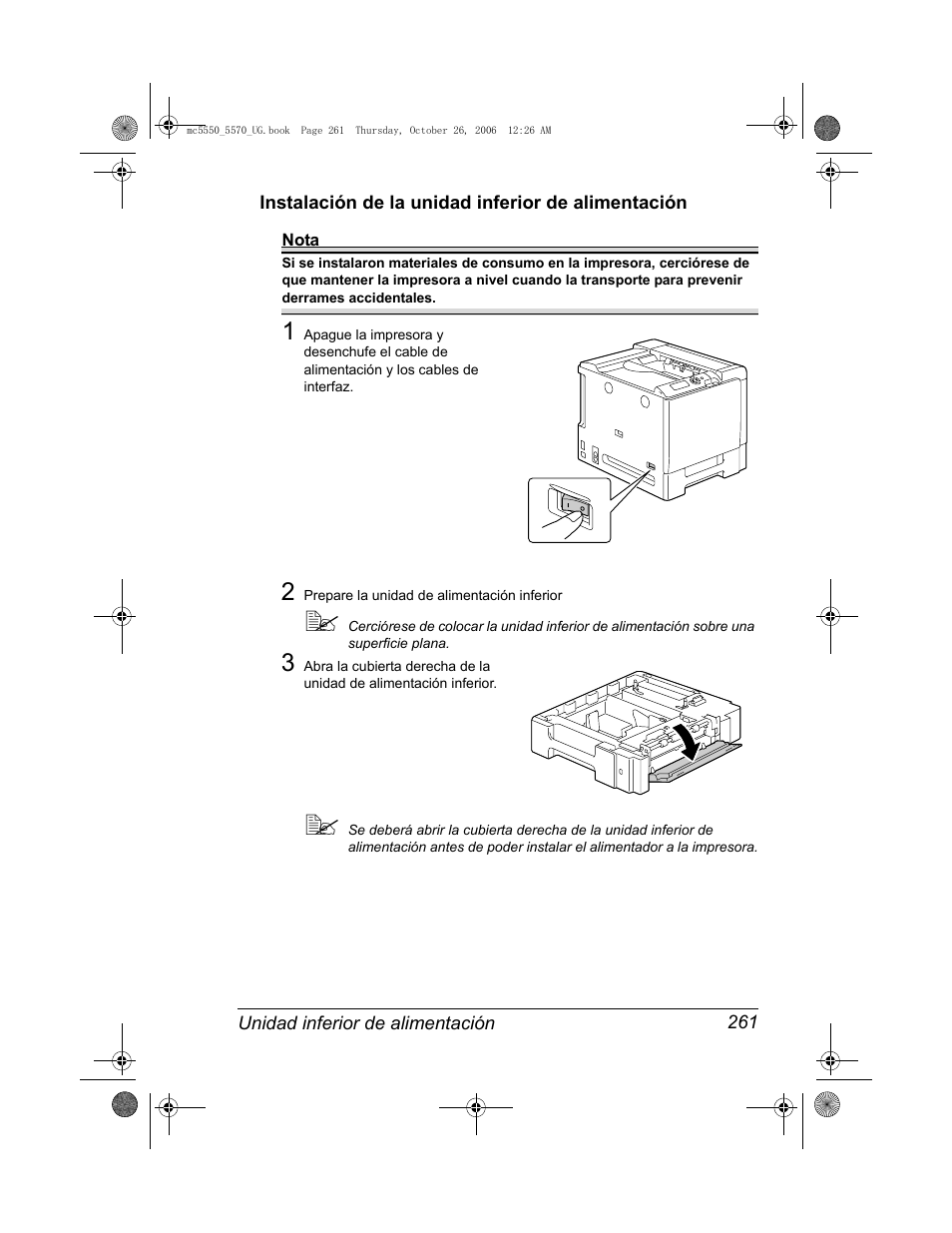 Instalación de la unidad inferior de alimentación | Konica Minolta magicolor 5550 User Manual | Page 275 / 304