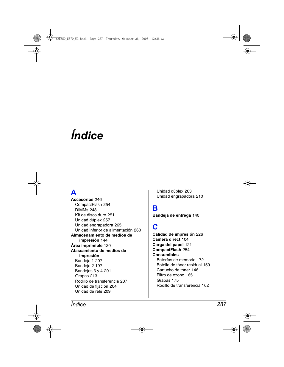 Índice | Konica Minolta magicolor 5550 User Manual | Page 301 / 304