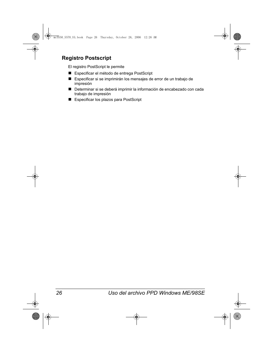 Registro postscript, Registro postscript 26 | Konica Minolta magicolor 5550 User Manual | Page 40 / 304