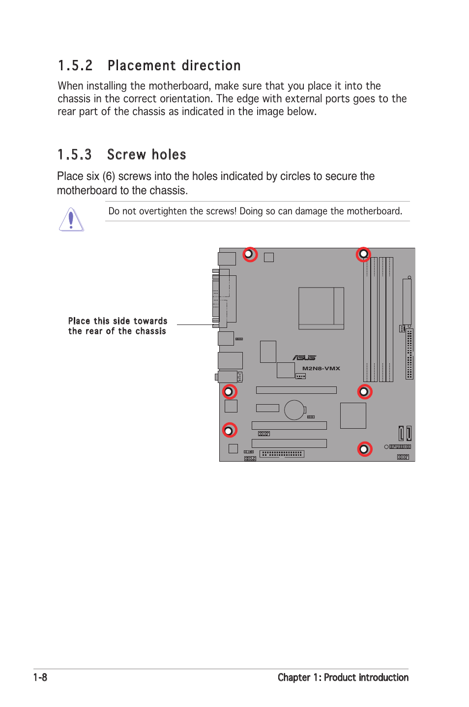 2 placement direction, 3 screw holes | Asus M2N8-VMX User Manual | Page 20 / 90