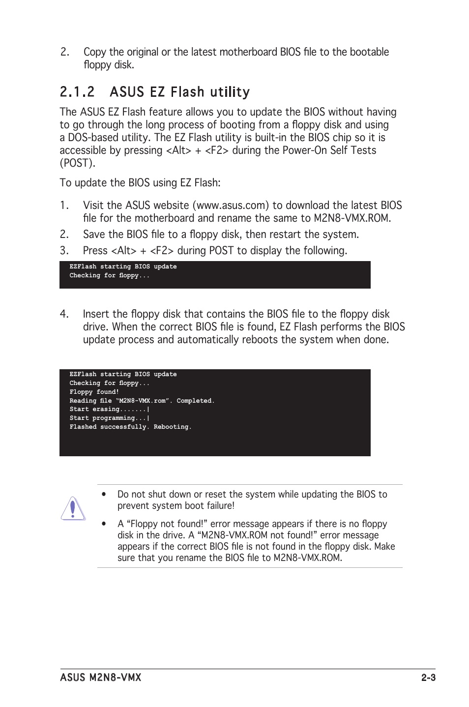 2 asus ez flash utility | Asus M2N8-VMX User Manual | Page 47 / 90