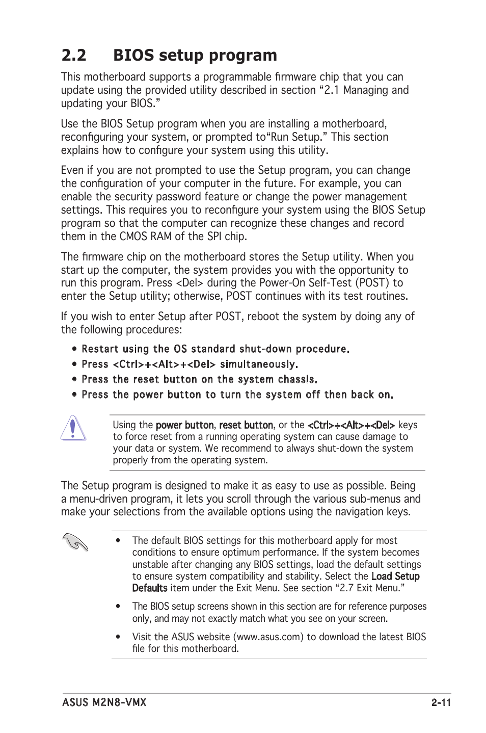 2 bios setup program | Asus M2N8-VMX User Manual | Page 55 / 90