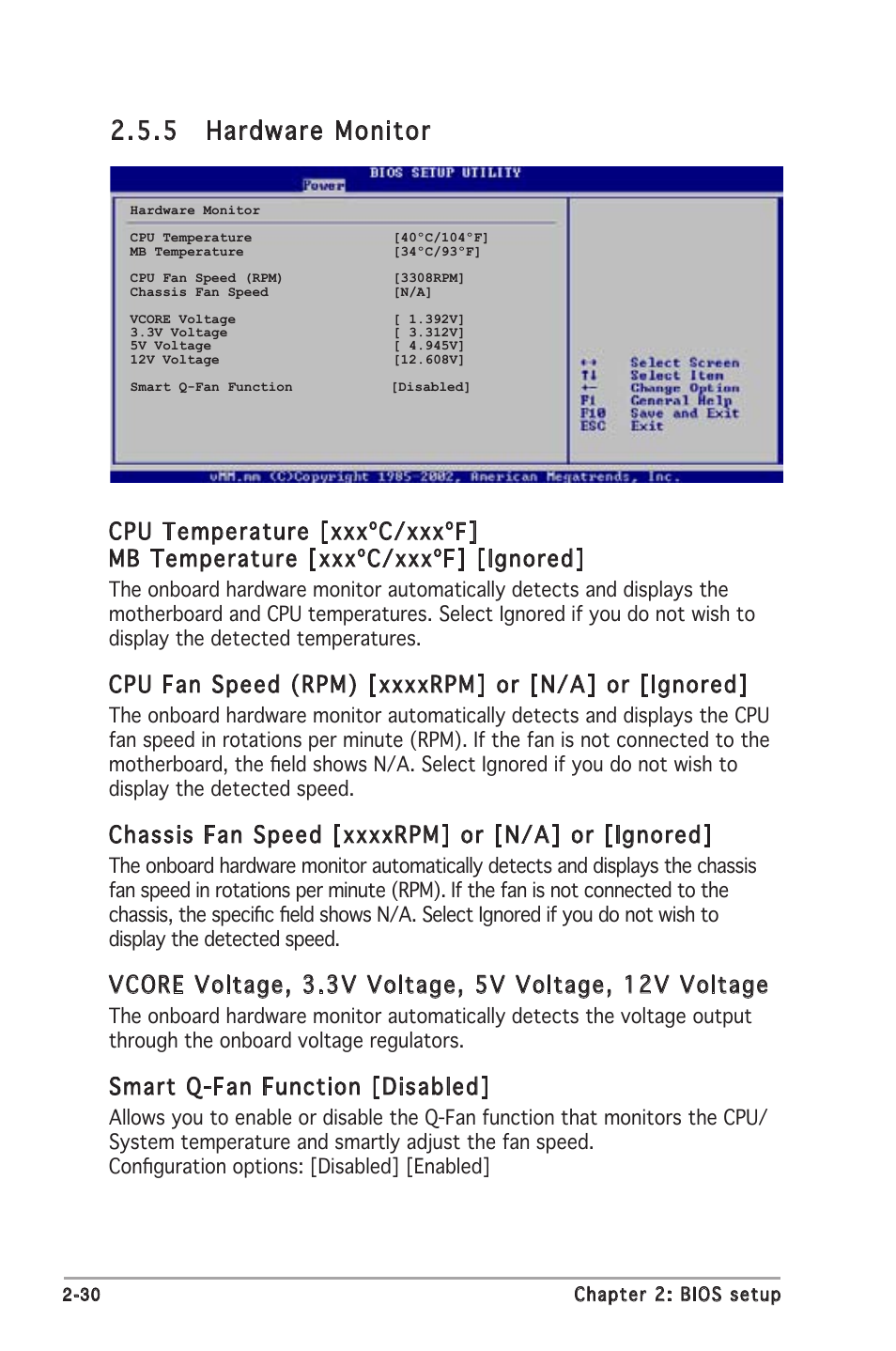 5 hardware monitor, Smart q-fan function [disabled | Asus M2N8-VMX User Manual | Page 74 / 90