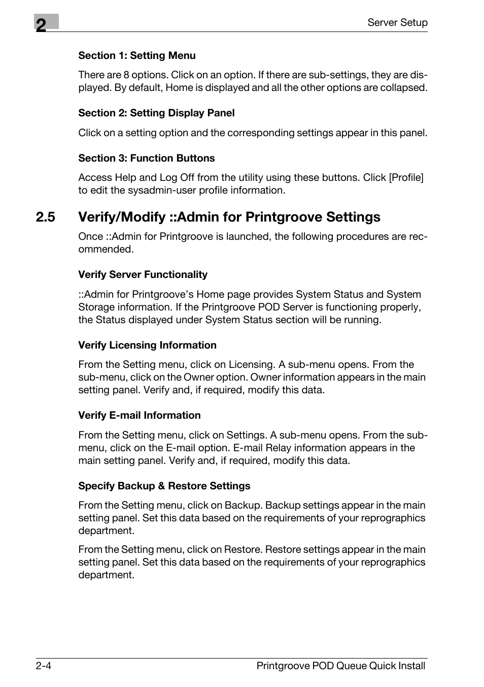 5 verify/modify ::admin for printgroove settings, Verify/modify ::admin for printgroove settings -4 | Konica Minolta Printgroove User Manual | Page 11 / 56