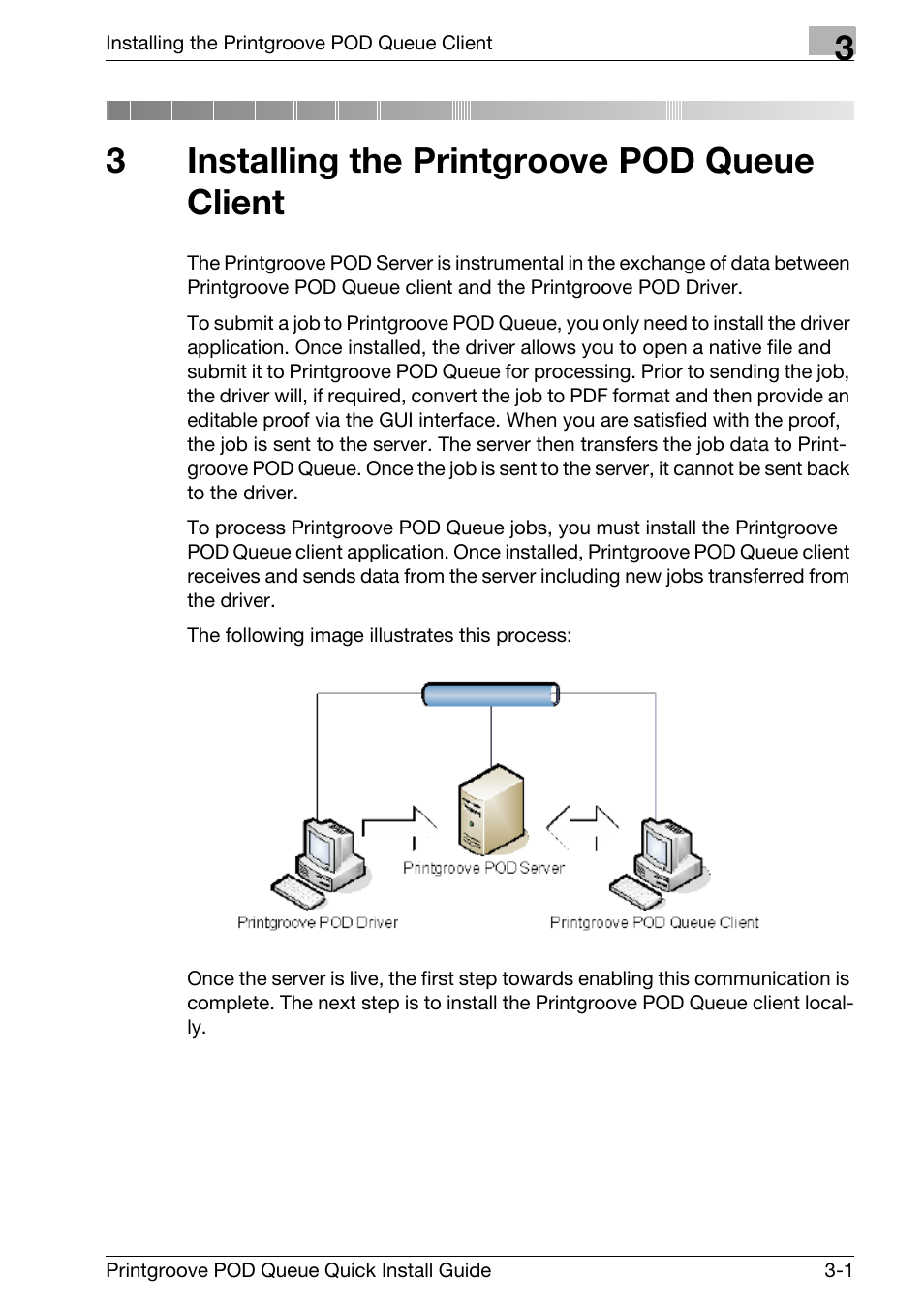 3 installing the printgroove pod queue client, Installing the printgroove pod queue client, 3installing the printgroove pod queue client | Konica Minolta Printgroove User Manual | Page 14 / 56