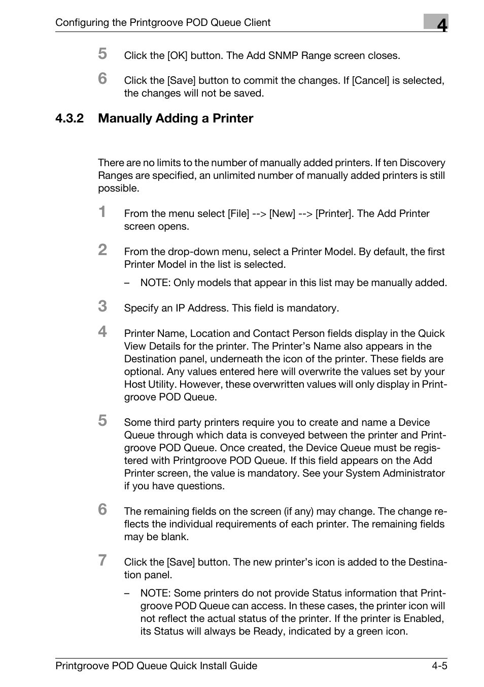 Manually adding a printer -5 | Konica Minolta Printgroove User Manual | Page 26 / 56