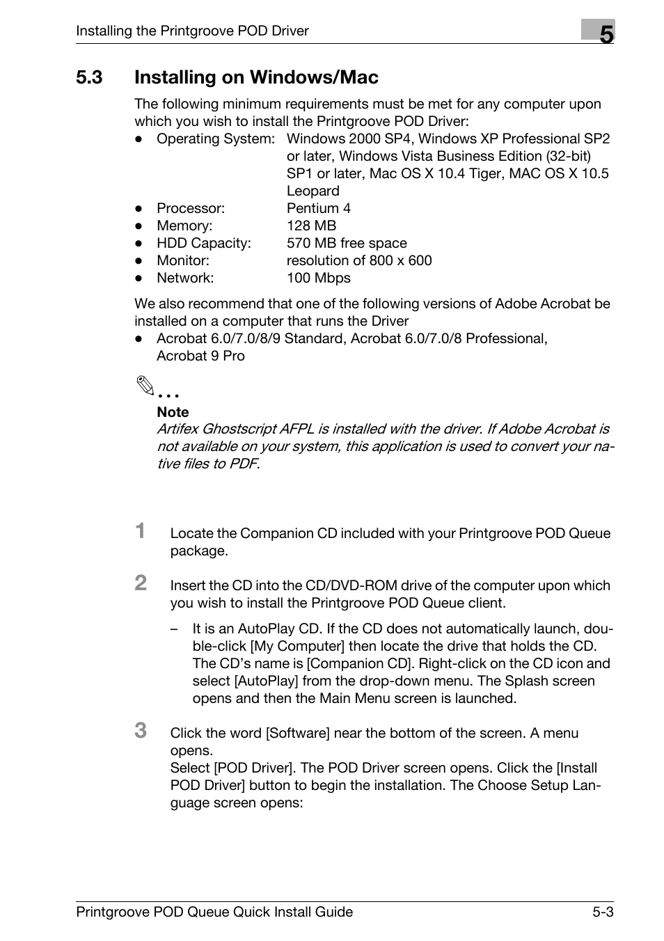 3 installing on windows/mac, Installing on windows/mac -3 | Konica Minolta Printgroove User Manual | Page 34 / 56