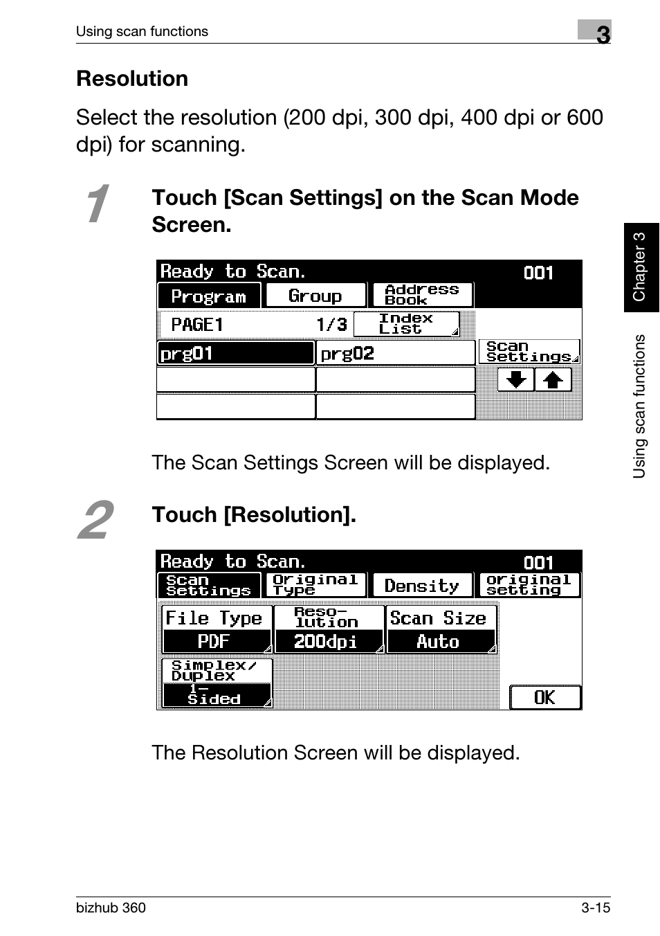 Resolution, Resolution -15 | Konica Minolta bizhub 360 User Manual | Page 95 / 152