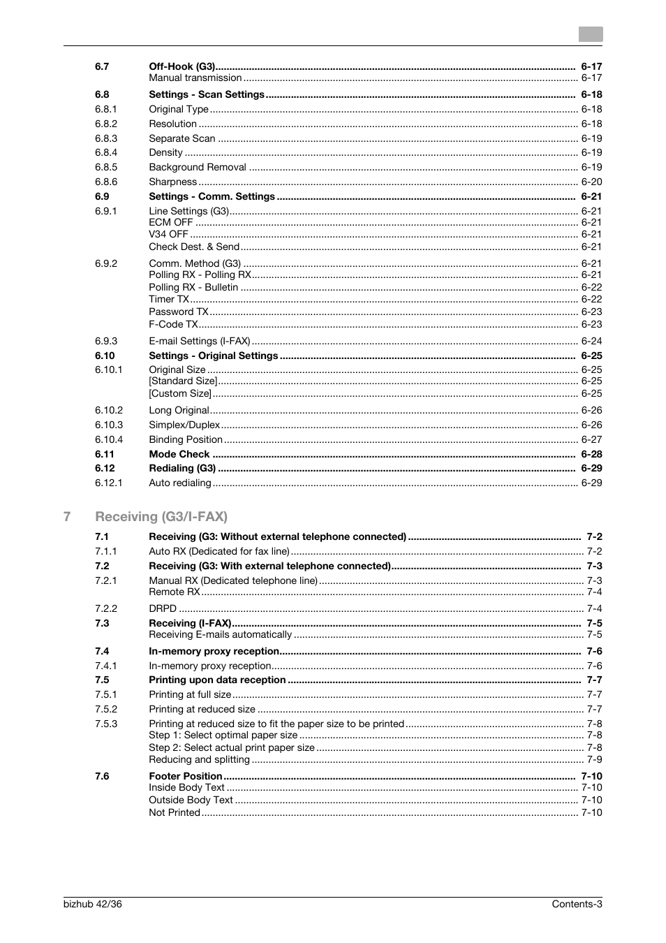7receiving (g3/i-fax) | Konica Minolta bizhub 36 User Manual | Page 4 / 195