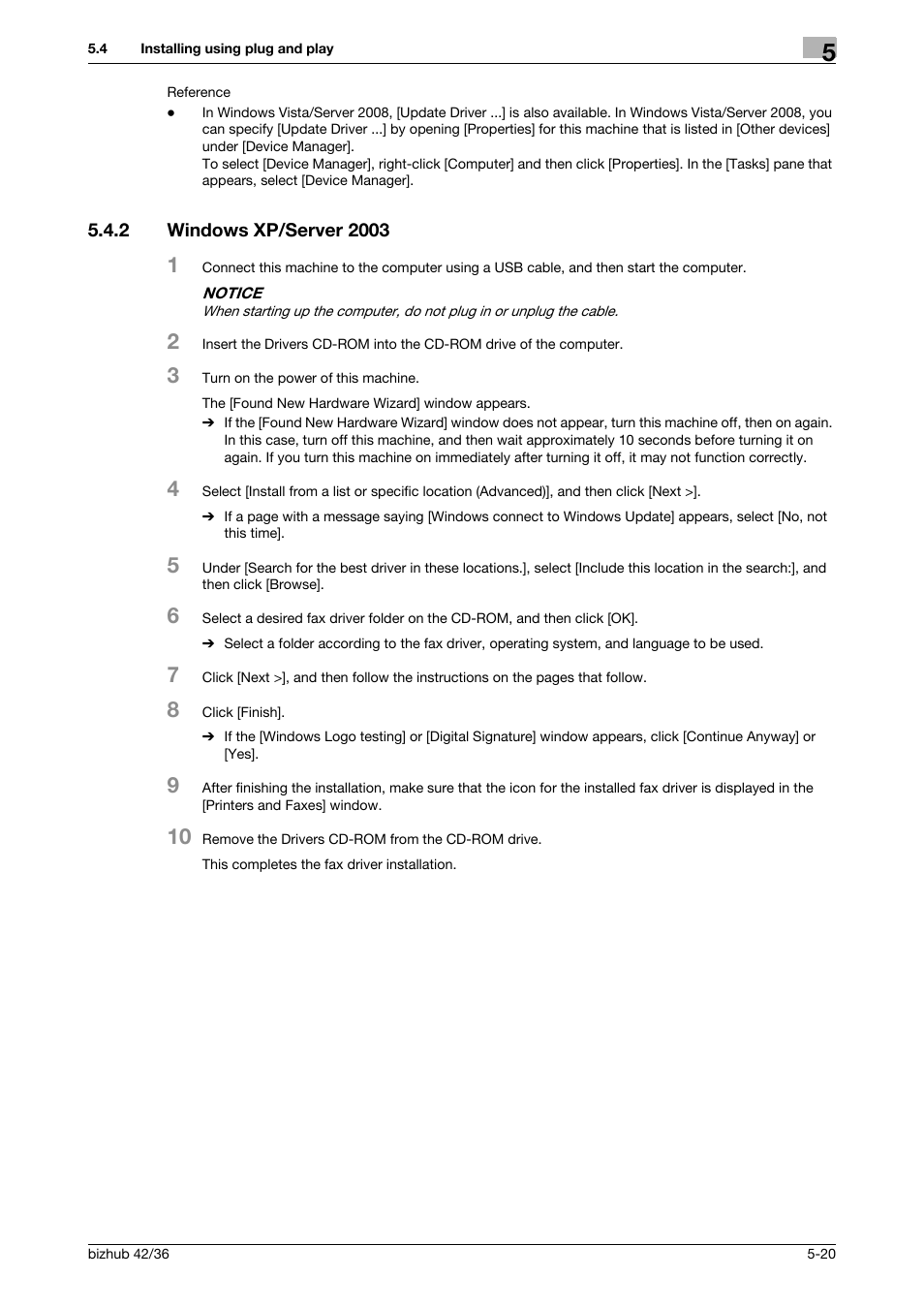 2 windows xp/server 2003, Windows xp/server 2003 -20 | Konica Minolta bizhub 36 User Manual | Page 54 / 195