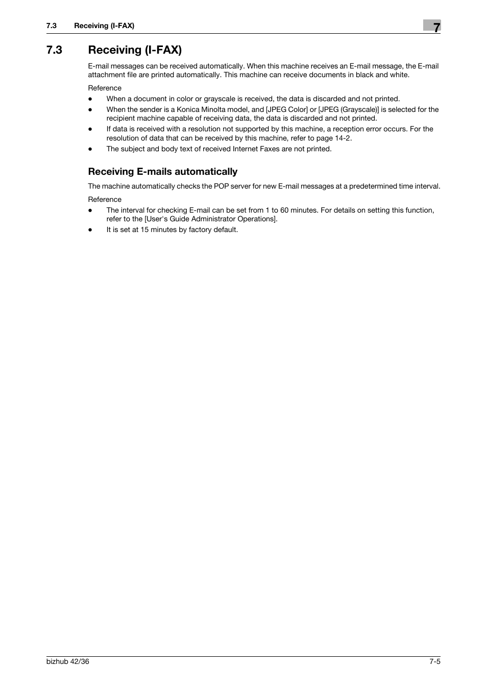 3 receiving (i-fax), Receiving e-mails automatically | Konica Minolta bizhub 36 User Manual | Page 90 / 195