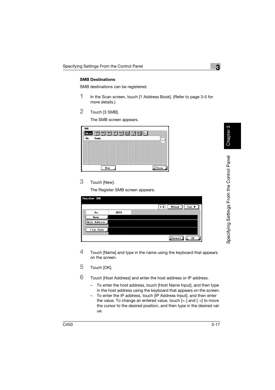 Smb destinations, Smb destinations -17 | Konica Minolta BIZHUB C450 User Manual | Page 128 / 396