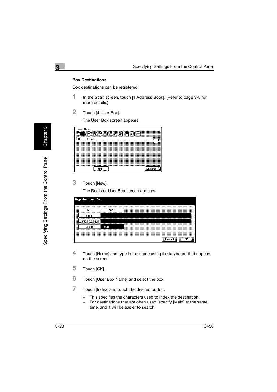 Box destinations, Box destinations -20 | Konica Minolta BIZHUB C450 User Manual | Page 131 / 396