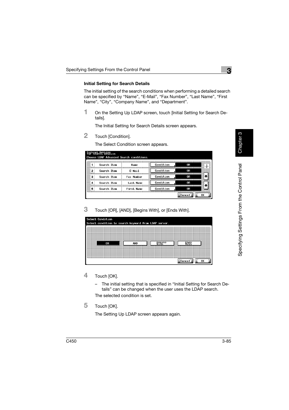 Initial setting for search details, Initial setting for search details -85 | Konica Minolta BIZHUB C450 User Manual | Page 196 / 396