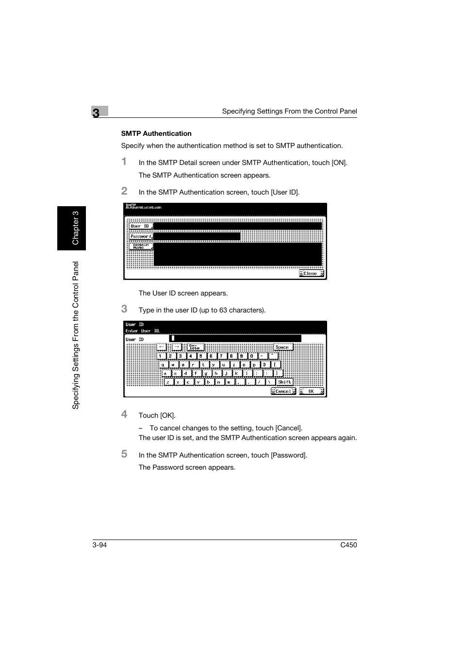 Smtp authentication, Smtp authentication -94 | Konica Minolta BIZHUB C450 User Manual | Page 205 / 396