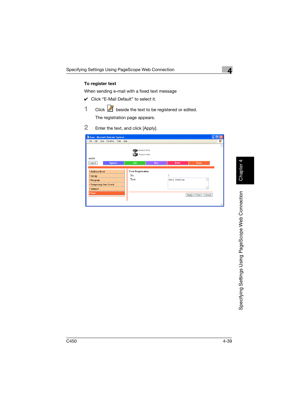 To register text, To register text -39 | Konica Minolta BIZHUB C450 User Manual | Page 298 / 396