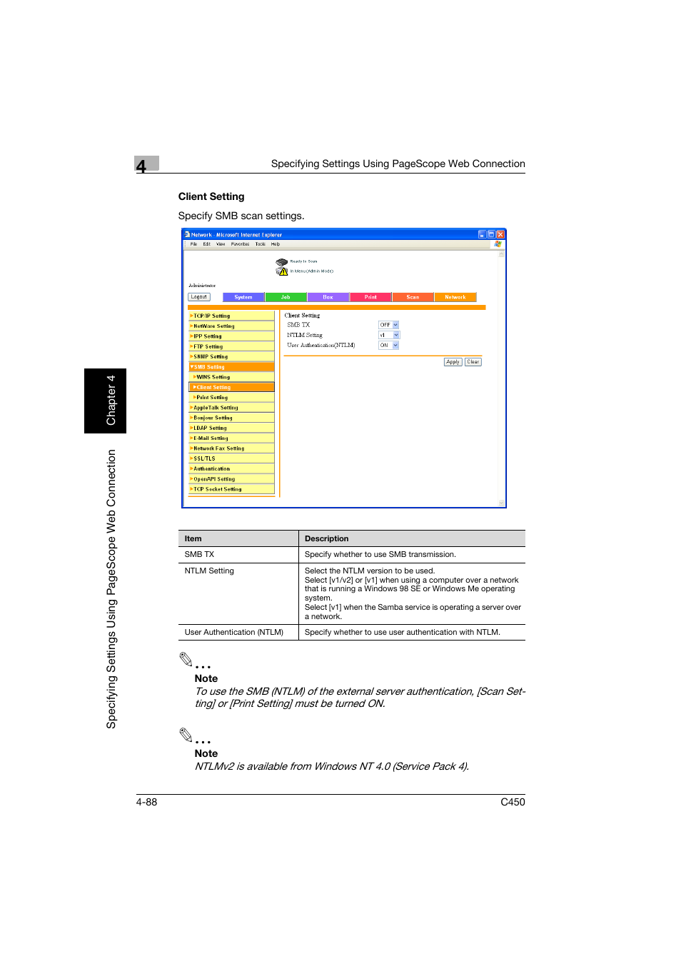Client setting, Client setting -88 | Konica Minolta BIZHUB C450 User Manual | Page 347 / 396
