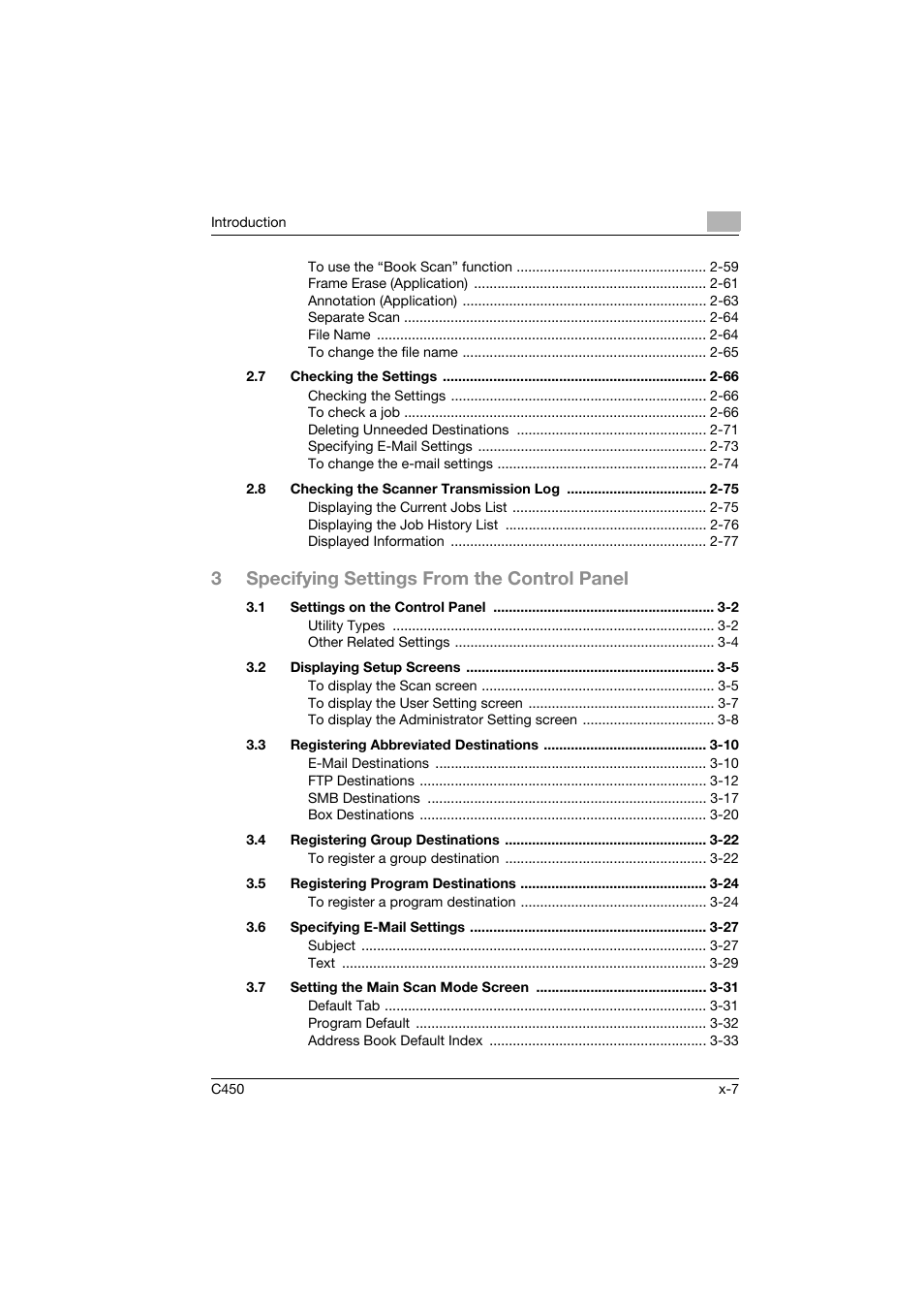 3specifying settings from the control panel | Konica Minolta BIZHUB C450 User Manual | Page 8 / 396