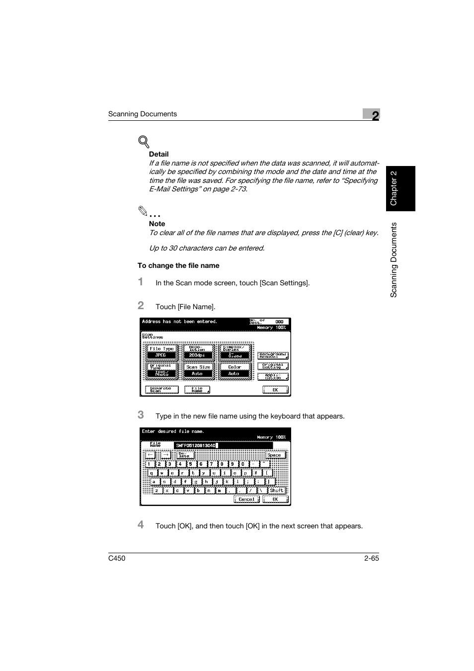 To change the file name, To change the file name -65 | Konica Minolta BIZHUB C450 User Manual | Page 98 / 396