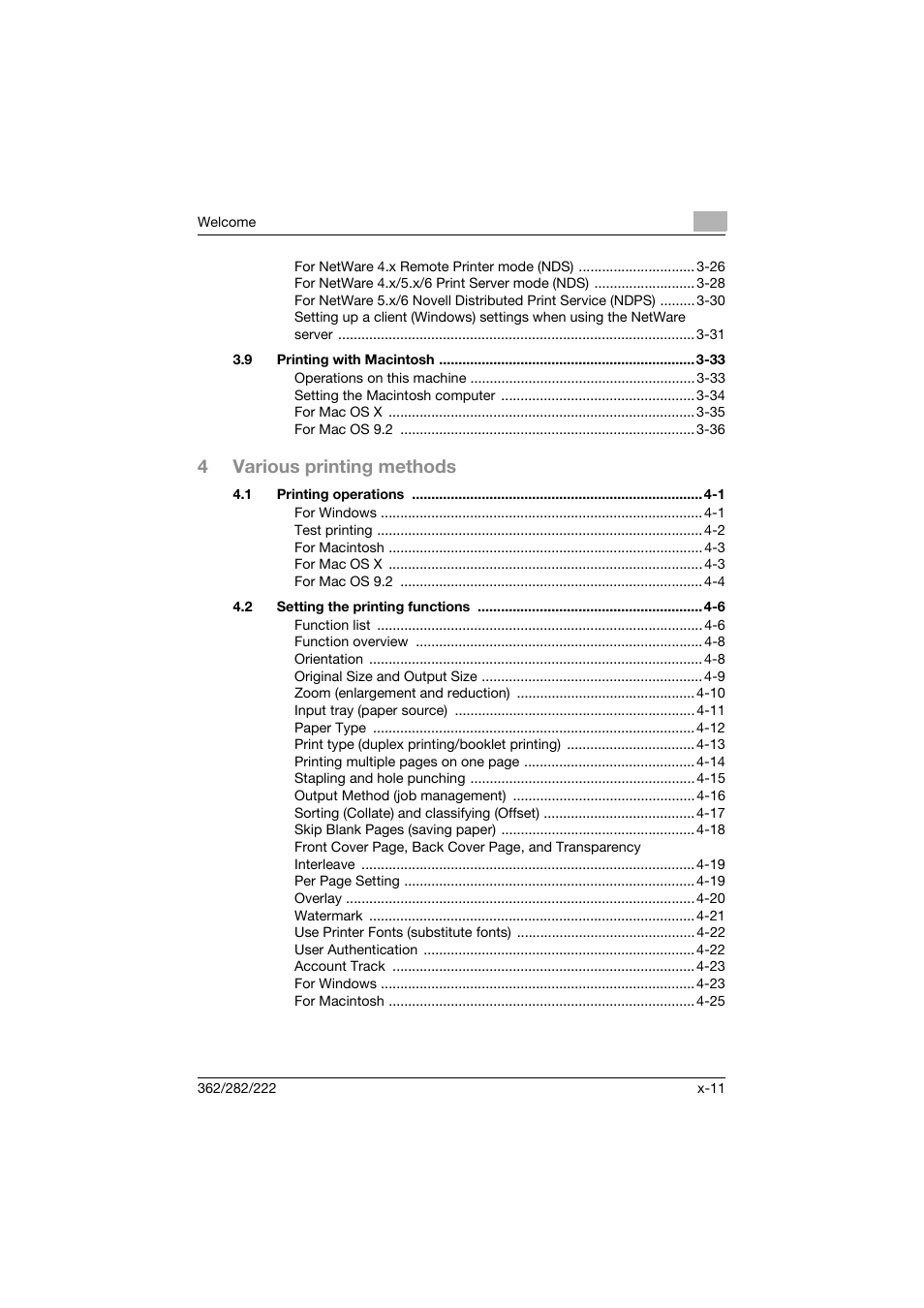 4various printing methods | Konica Minolta bizhub 362 User Manual | Page 12 / 372