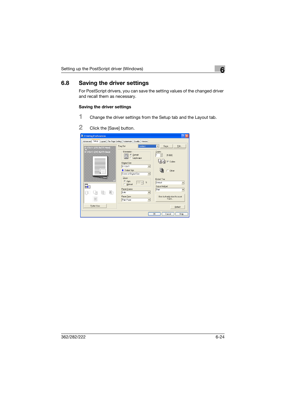 8 saving the driver settings, Saving the driver settings, Saving the driver settings -24 | Konica Minolta bizhub 362 User Manual | Page 180 / 372