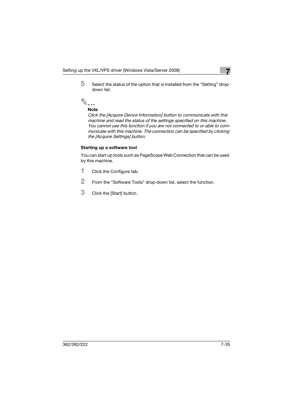 Starting up a software tool, Starting up a software tool -35 | Konica Minolta bizhub 362 User Manual | Page 217 / 372