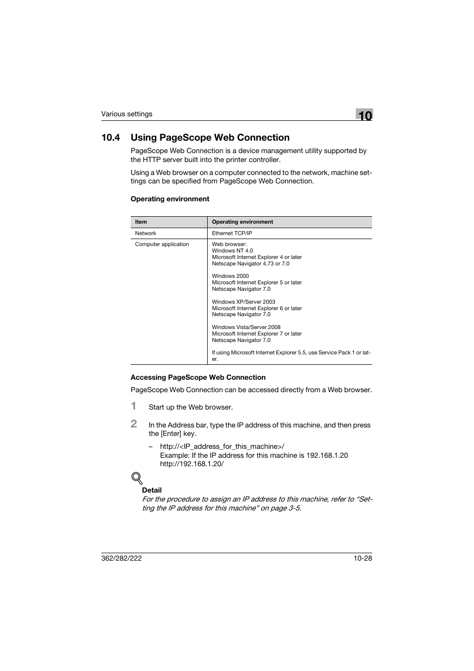 Operating environment, 4 using pagescope web connection | Konica Minolta bizhub 362 User Manual | Page 285 / 372