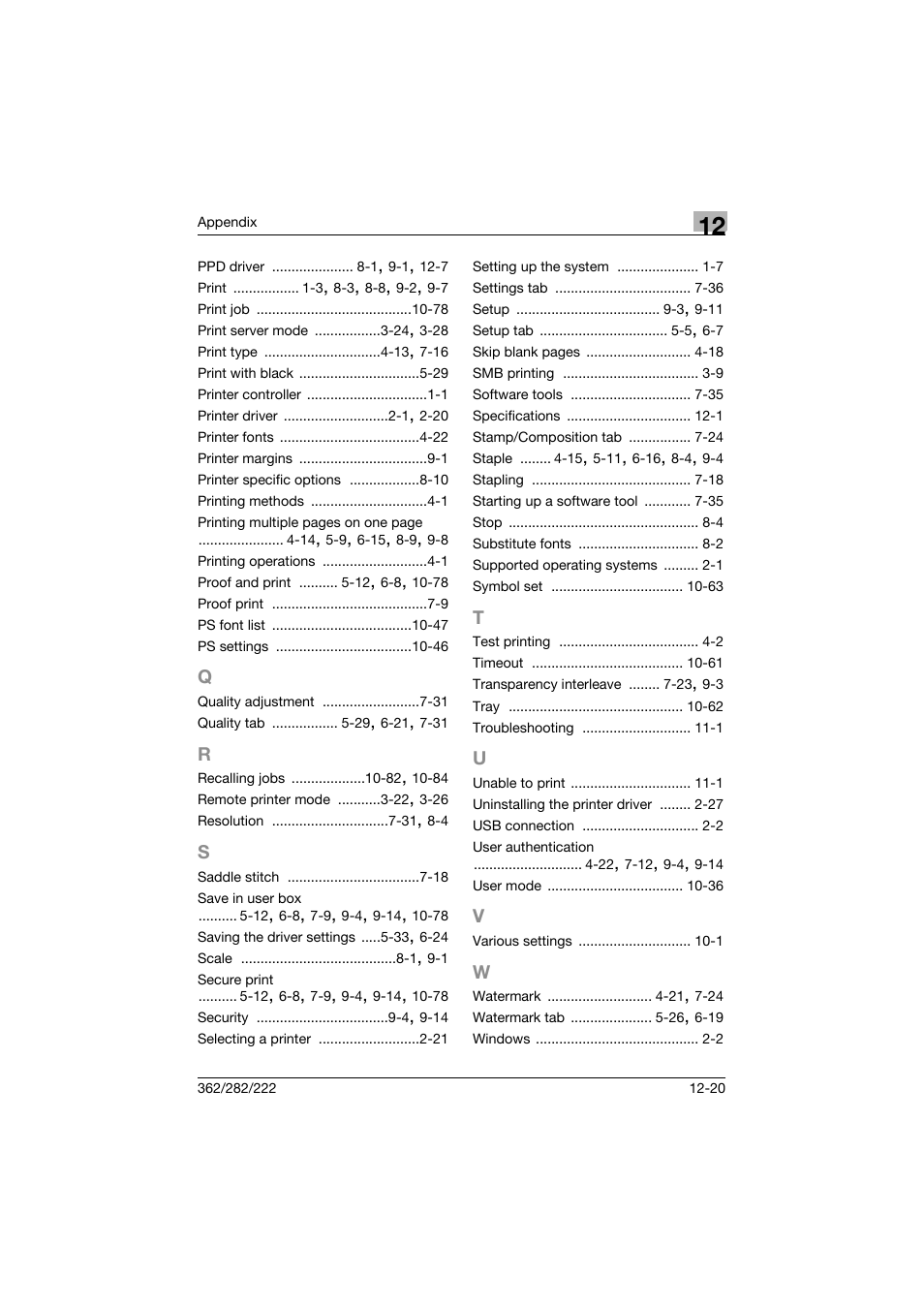 Q to w | Konica Minolta bizhub 362 User Manual | Page 370 / 372