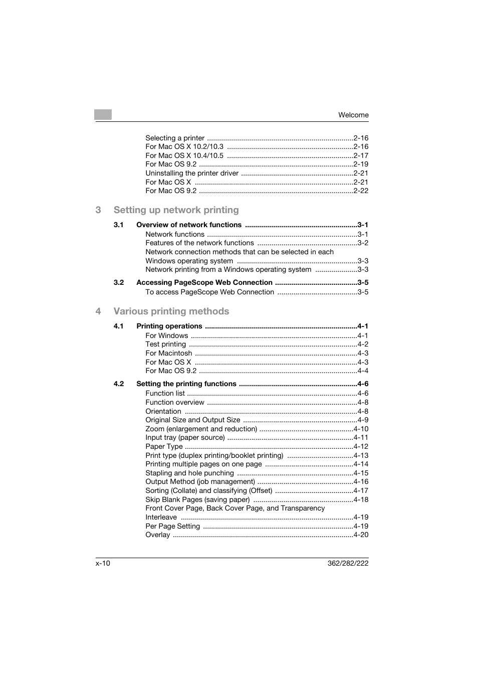 3setting up network printing, 4various printing methods | Konica Minolta bizhub 222 User Manual | Page 11 / 94