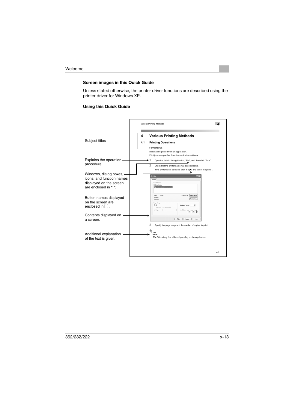 Screen images in this quick guide, Using this quick guide | Konica Minolta bizhub 222 User Manual | Page 14 / 94