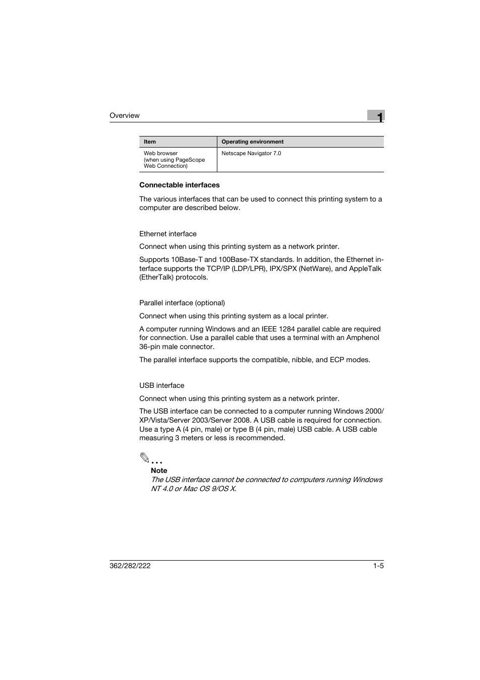 Connectable interfaces, Connectable interfaces -5 | Konica Minolta bizhub 222 User Manual | Page 20 / 94