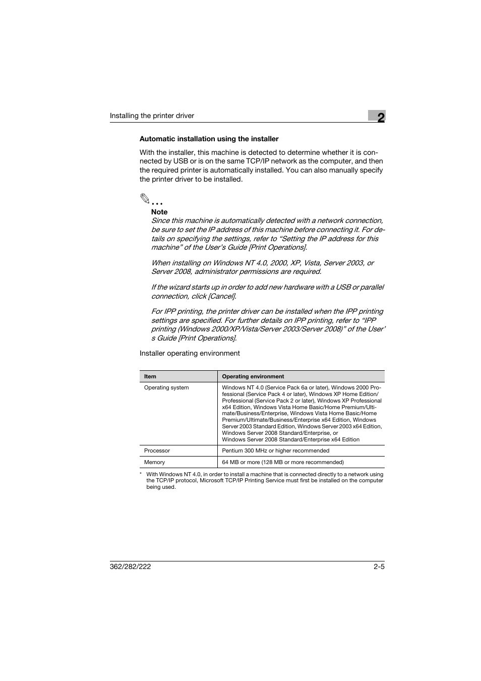 Automatic installation using the installer, Automatic installation using the installer -5 | Konica Minolta bizhub 222 User Manual | Page 28 / 94