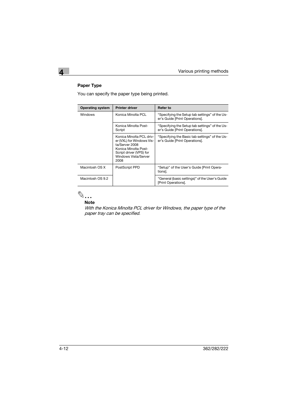 Paper type, Paper type -12 | Konica Minolta bizhub 222 User Manual | Page 63 / 94